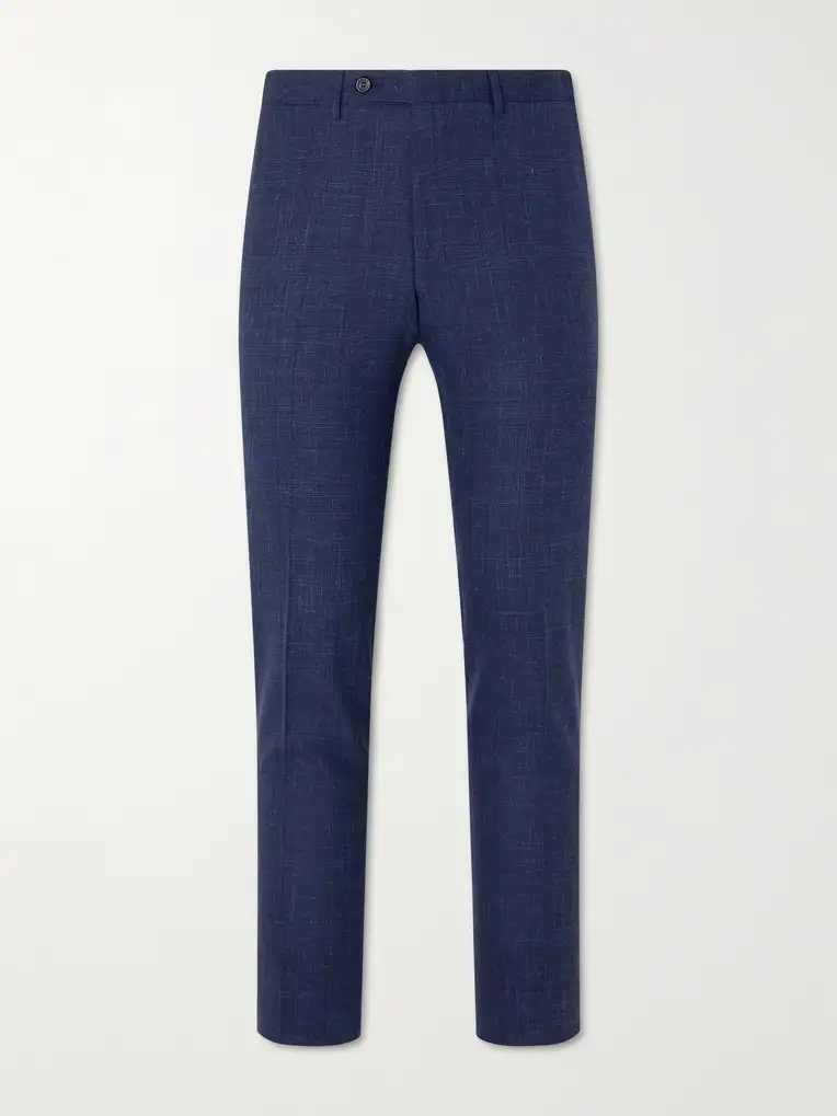 CANALI Travel Straight-Leg Wool, Silk and Linen-Blend Suit Trousers