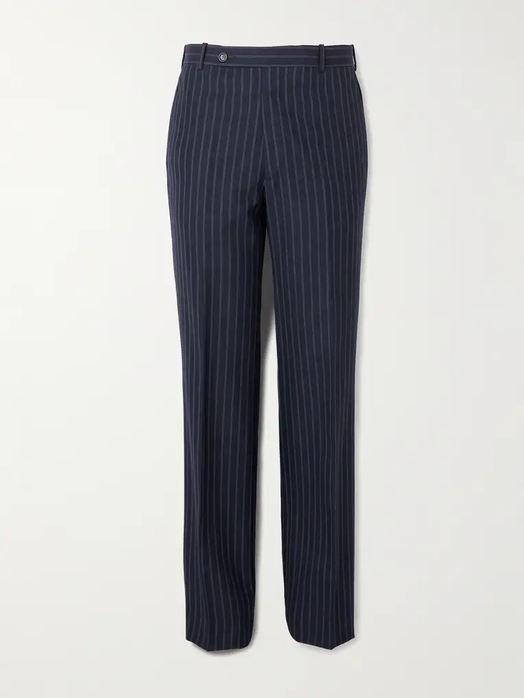 HUSBANDS Straight-Leg Pinstriped Wool Suit Trousers