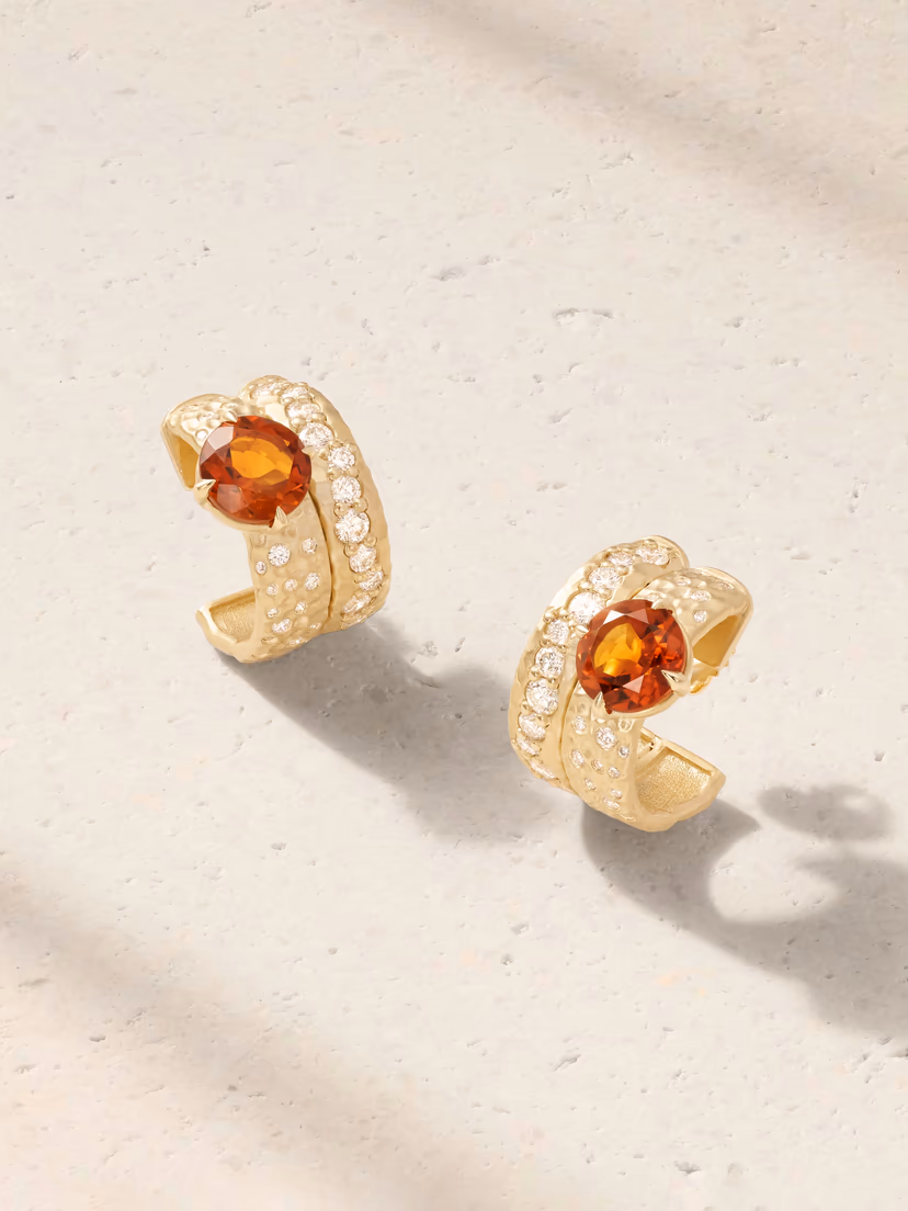 MARLO LAZ La Terra 14-karat gold, citrine and diamond earrings