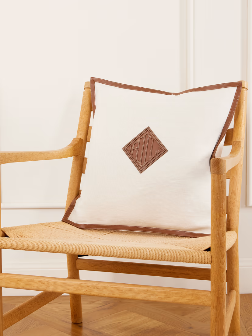 RALPH LAUREN HOME Moore leather-trimmed linen cushion