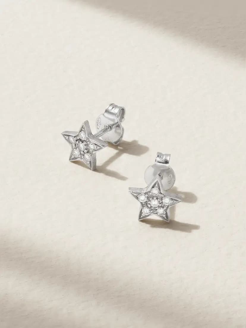 CAROLINA BUCCI Pavé Superstellar 18-karat white gold diamond earrings