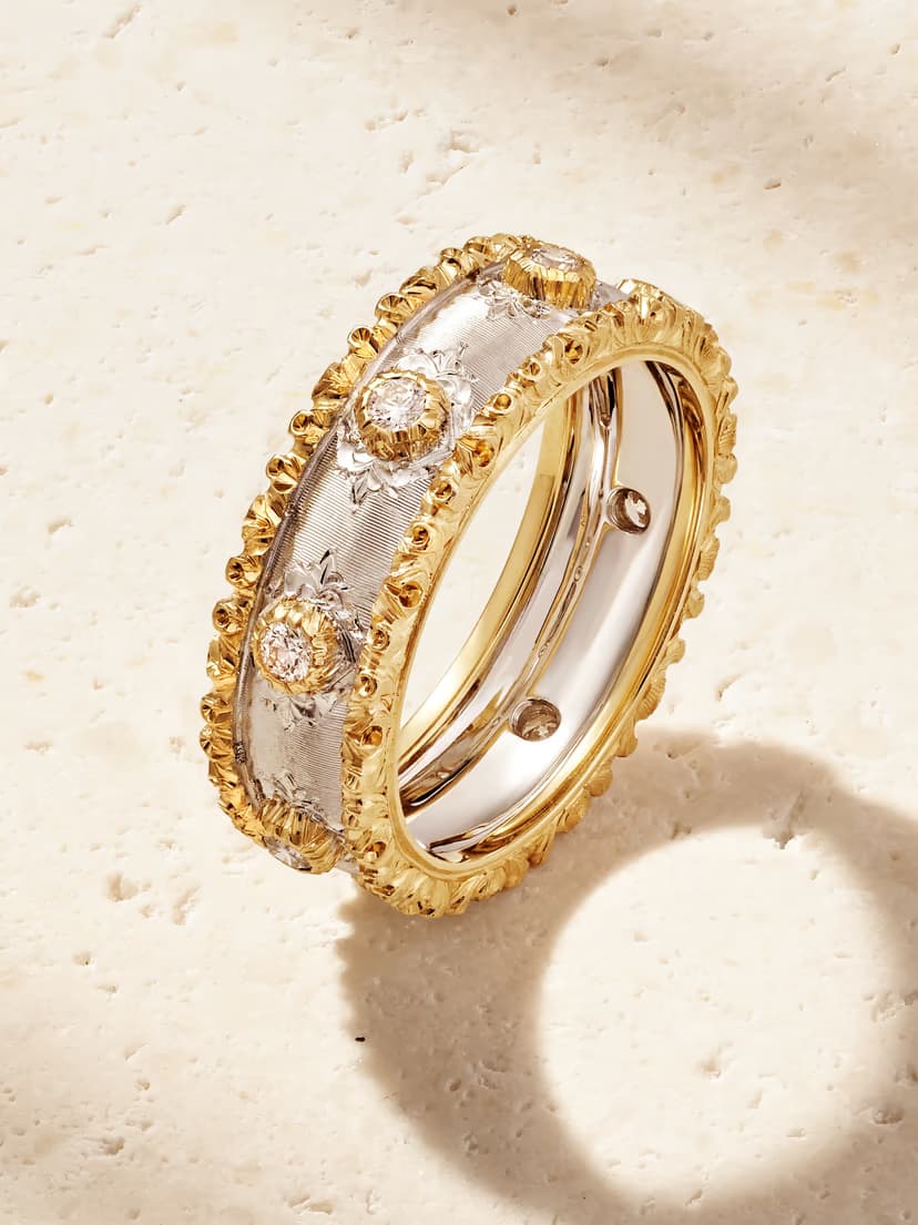 BUCCELLATI Capri Eternelle 18-karat yellow and white gold diamond ring