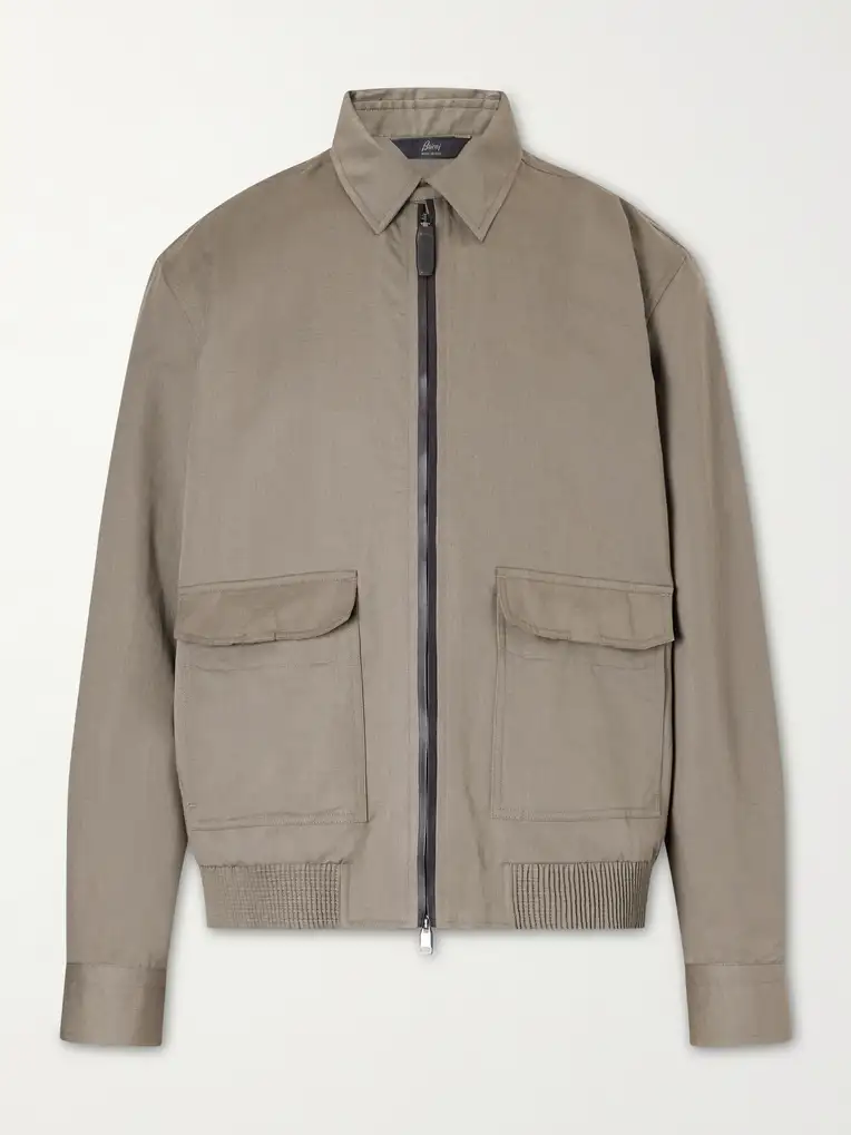 BRIONI Linen and Cotton-Blend Bomber Jacket