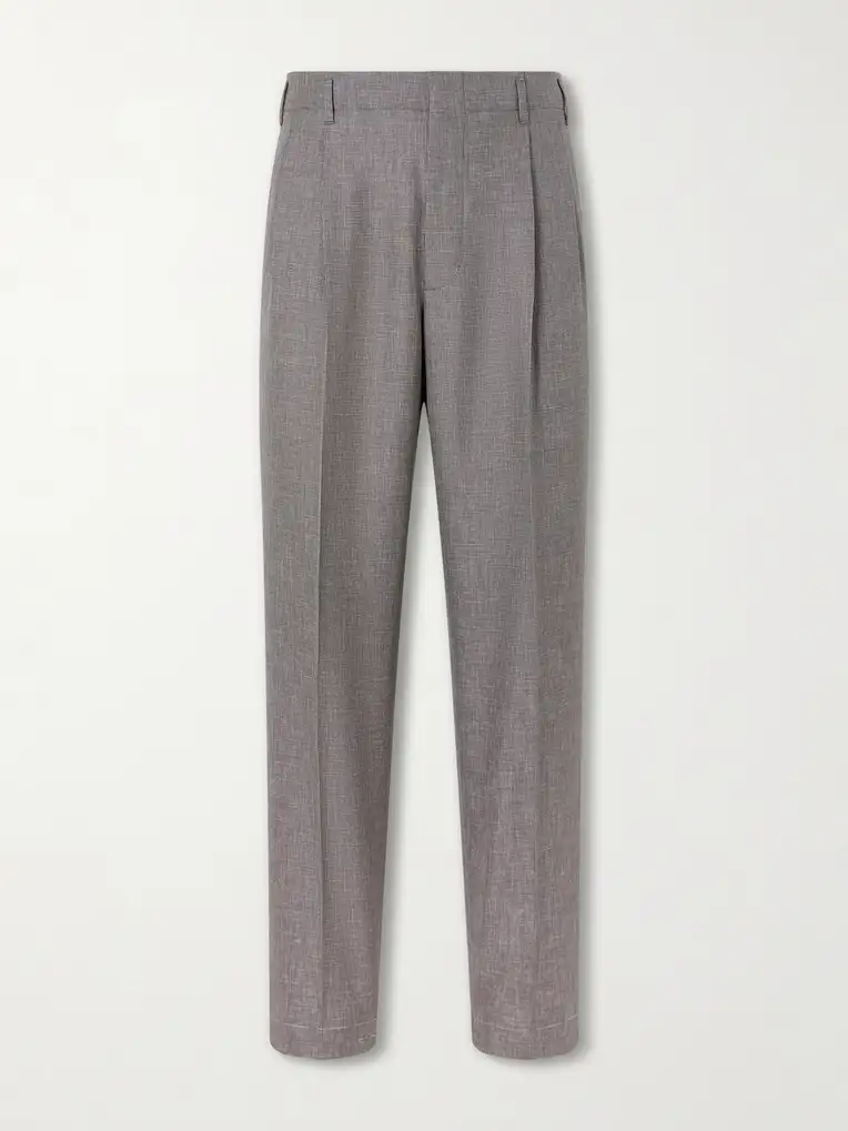 BRUNELLO CUCINELLI Straight-Leg Pleated Wool Suit Trousers