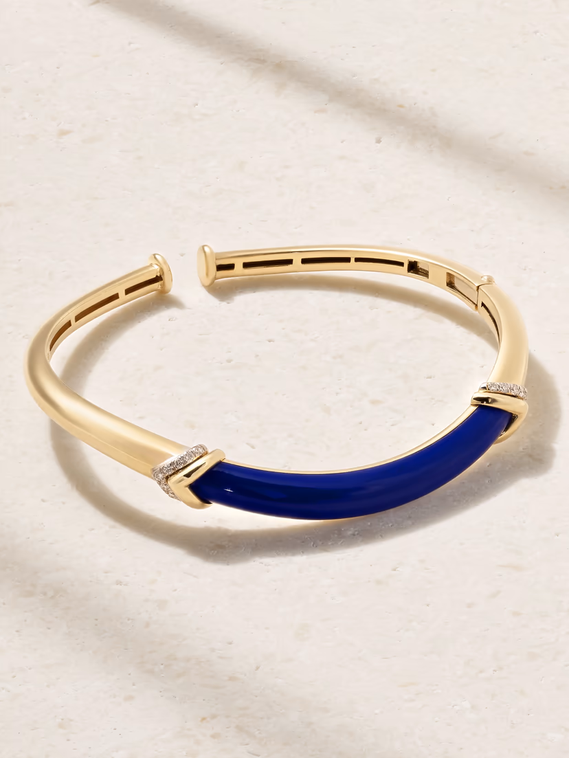 L'ATELIER NAWBAR Stackable 18-karat black gold, lapis lazuli and diamond bangle